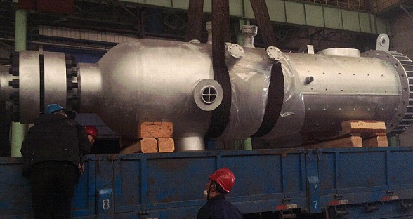 我公司为恒力石化（大连）炼化有限公司制造的循环氢脱硫塔入口分液罐竣工发货